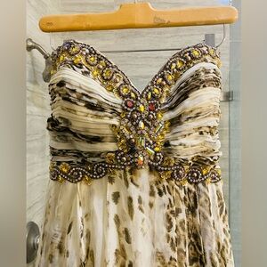 TERANI COUTURE Gown Long Dress - Formal Party - Animal Print Swarovski Crystals